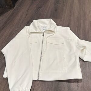 New Nine West White Zip-Up Size Medium